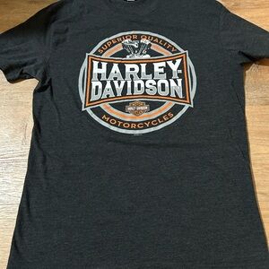 Harley-Davidson Charcoal Gray T-Shirt with Orange Logo
